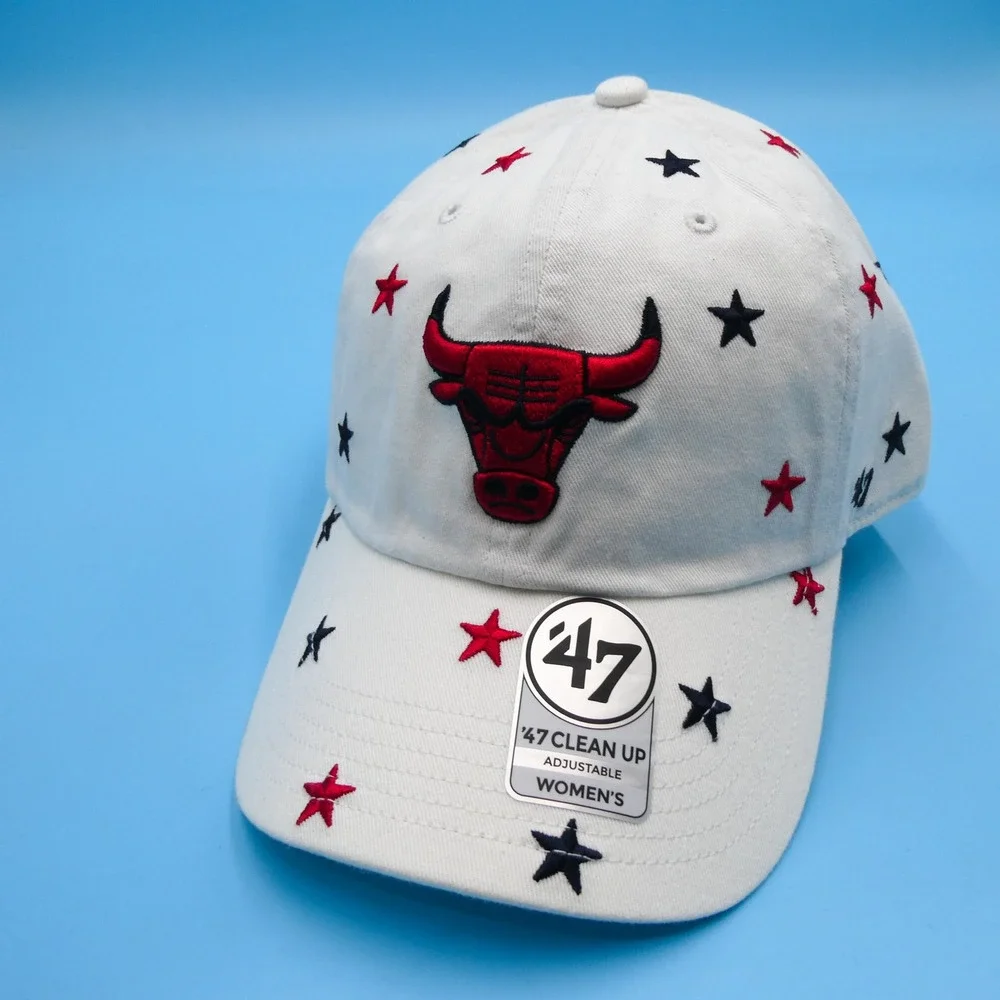 '47 Brand Chicago Bulls Hat Womens Adjustable‎ Clean Up White Star Embroidered